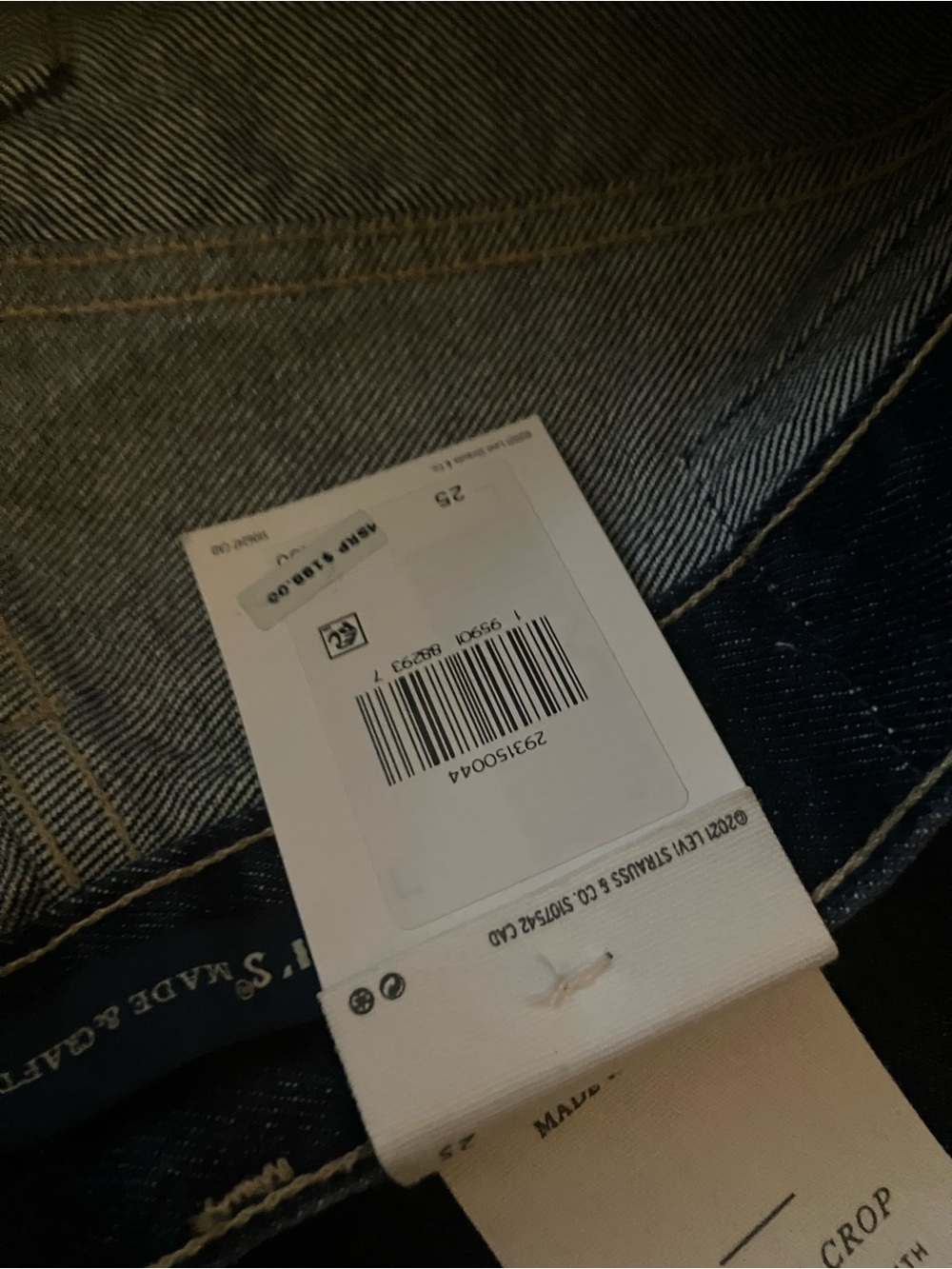 $188 NEW Levi’s Barrel Jeans Cropped Organic Cotton size 25 - Picture 5 of 7